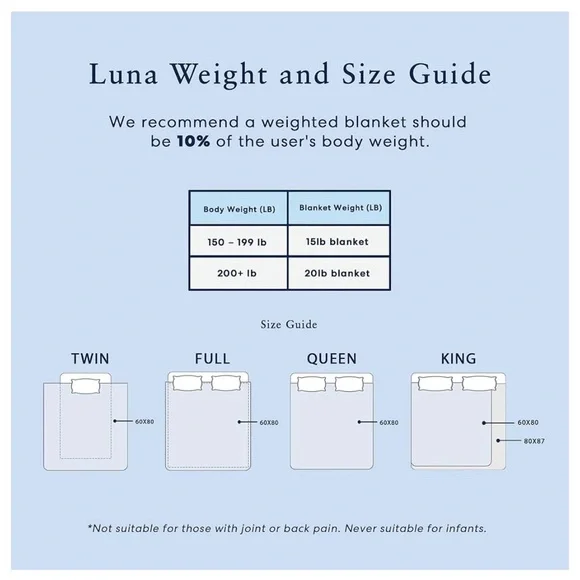 Luna Weighted blanket Blue 48 x 72 15 lb New with tags - Picture 2 of 5